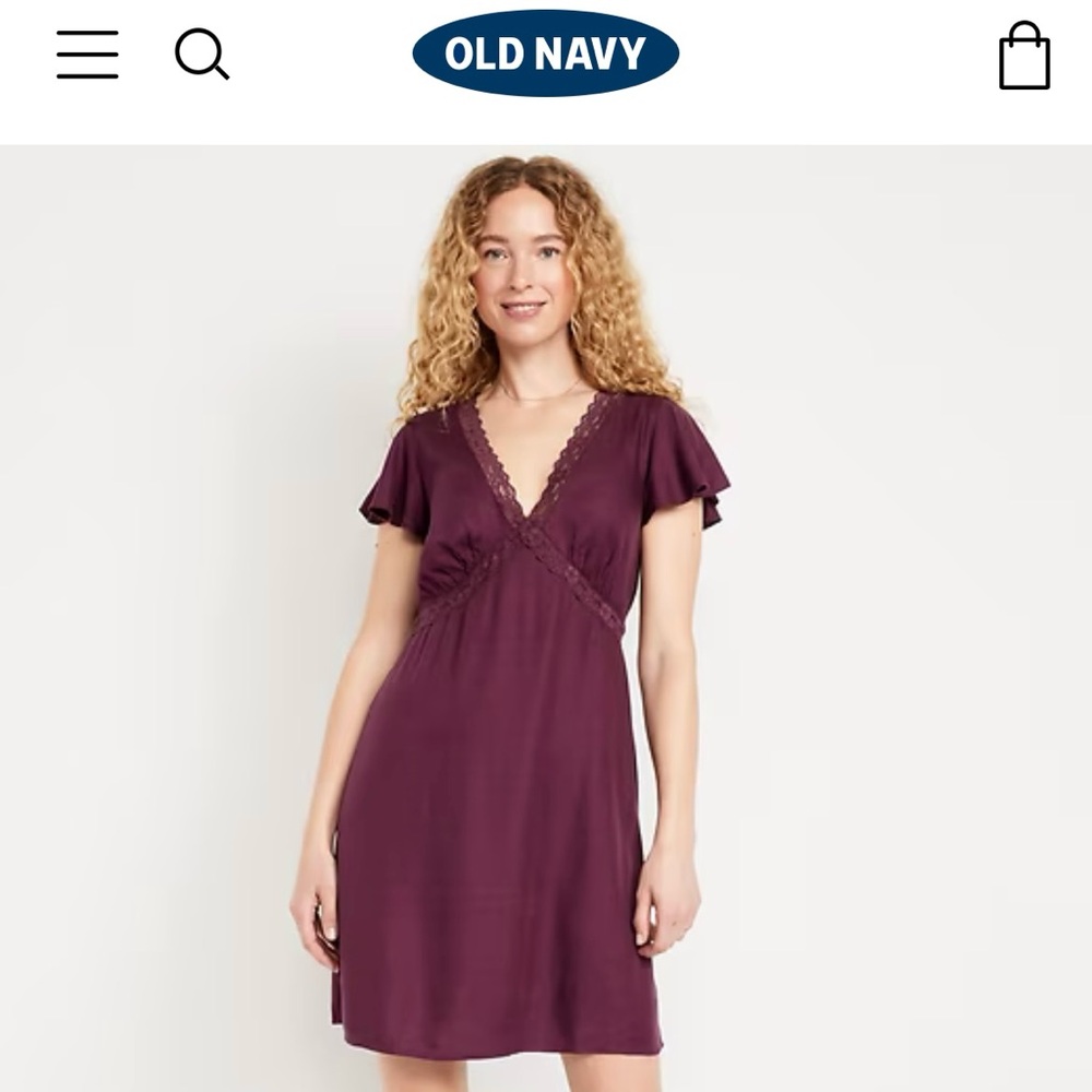 Old Navy Fit & Flare Crepe Lace-Trim Mini Dress